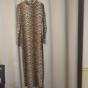 Leopard Print Long Sleeve Dress